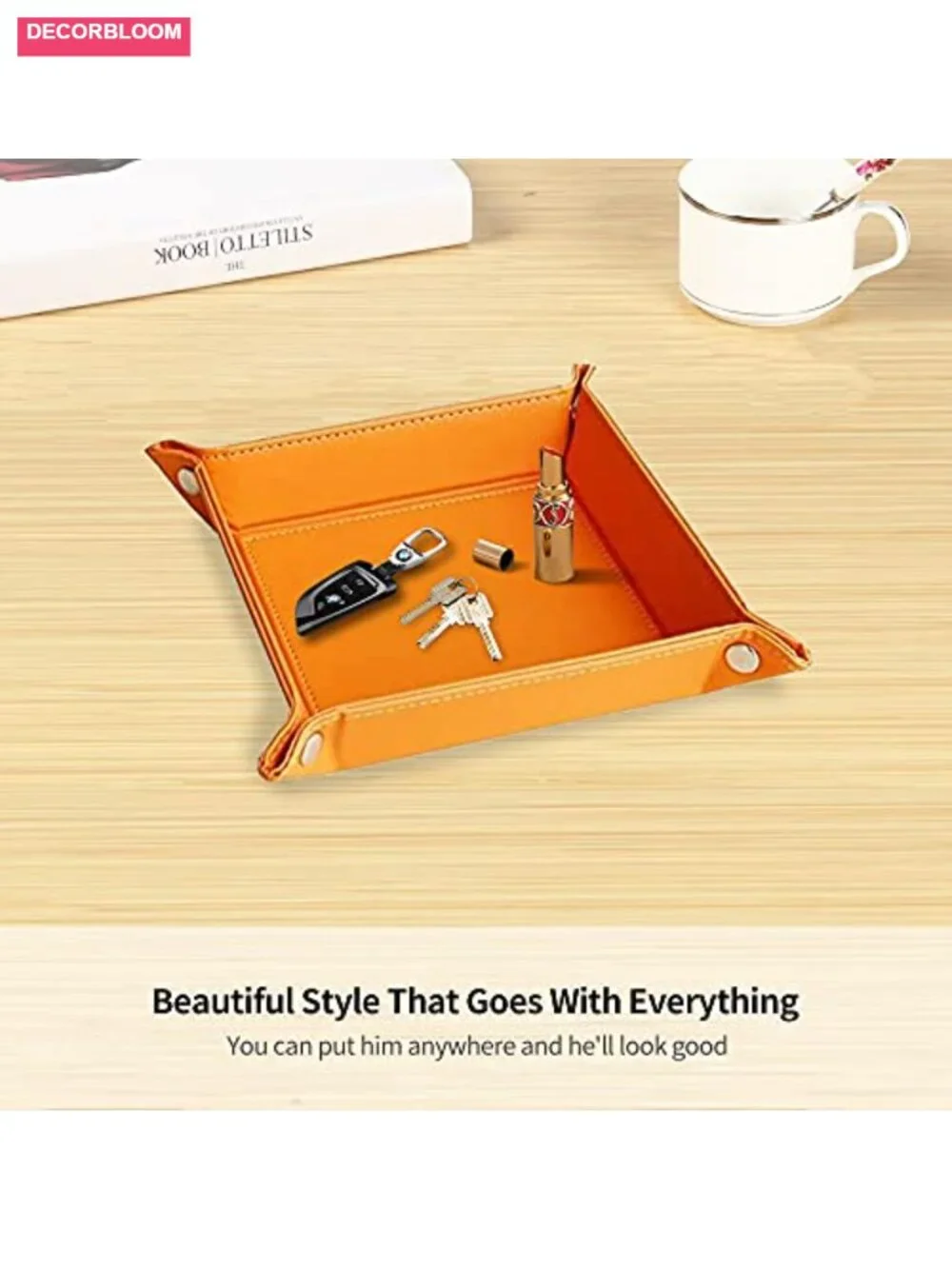 PU Leather Valet Tray Key Dish Catchall Organizer for Men Jewelry Watch
